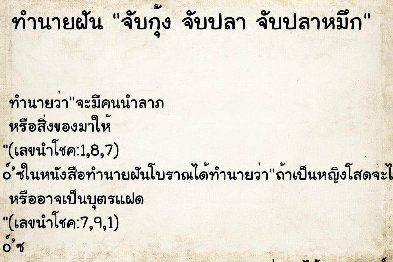 ทำนายฝันจับกุ้งจับปลาจับปลาหมึก ทำนายฝันทำนายฝันจับกุ้งจับปลาจับปลาหมึก